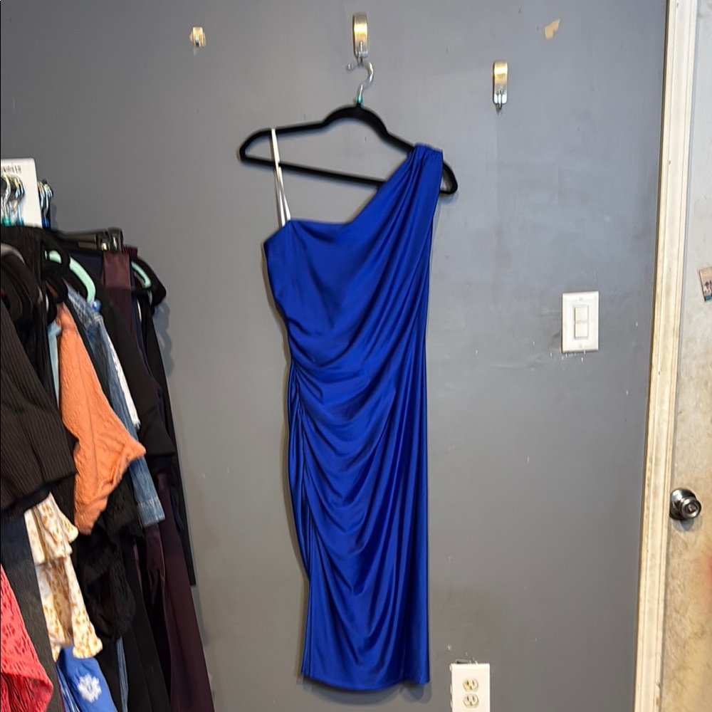 Premier Blue One-Shoulder Sheath Dress for Cocktail